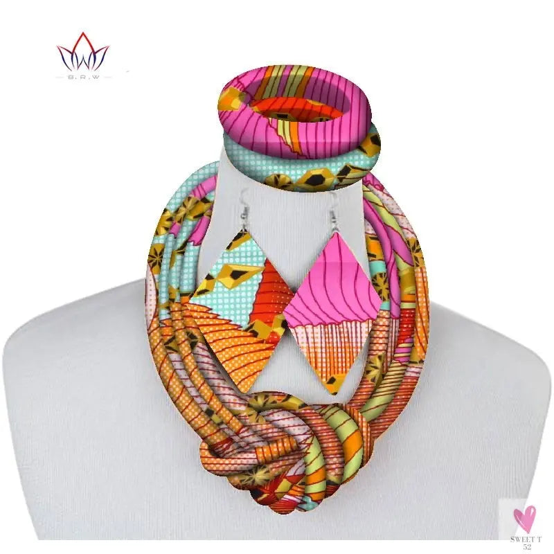 Ethnic Cloth Rope Necklace, Bracelet and Earring Set for Women & Girls - Elegant and Stylish