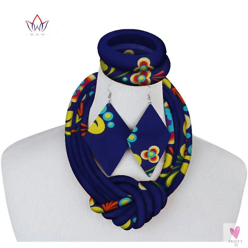 Ethnic Cloth Rope Necklace, Bracelet and Earring Set for Women & Girls - Elegant and Stylish