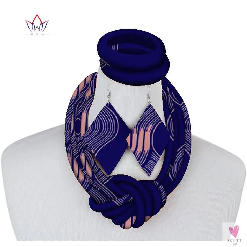 Ethnic Cloth Rope Necklace, Bracelet and Earring Set for Women & Girls - Elegant and Stylish