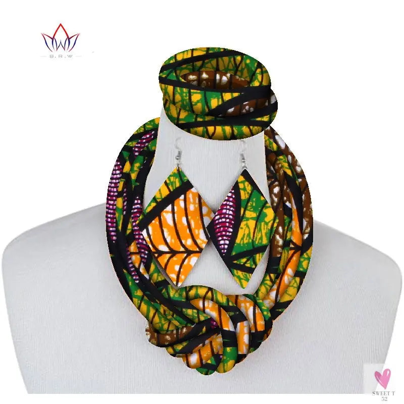 Ethnic Cloth Rope Necklace, Bracelet and Earring Set for Women & Girls - Elegant and Stylish