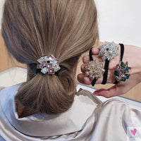 Exquisite Elastic Crystal Ponytail Hair Band for Women and Girls in a Patchwork Pattern
