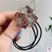 Exquisite Elastic Crystal Ponytail Hair Band for Women and Girls in a Patchwork Pattern