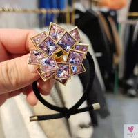 Exquisite Elastic Crystal Ponytail Hair Band for Women and Girls in a Patchwork Pattern