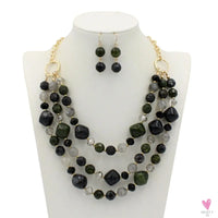 Fashion Acrylic Jewelry - Retro Big Resin Stone Glass Beads, Handmade Necklace/Earring Set for Women and Girls
