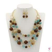 Fashion Acrylic Jewelry - Retro Big Resin Stone Glass Beads, Handmade Necklace/Earring Set for Women and Girls