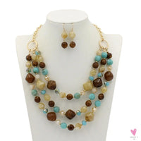 Fashion Acrylic Jewelry - Retro Big Resin Stone Glass Beads, Handmade Necklace/Earring Set for Women and Girls