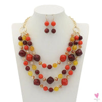 Fashion Acrylic Jewelry - Retro Big Resin Stone Glass Beads, Handmade Necklace/Earring Set for Women and Girls