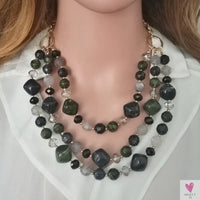 Fashion Acrylic Jewelry - Retro Big Resin Stone Glass Beads, Handmade Necklace/Earring Set for Women and Girls