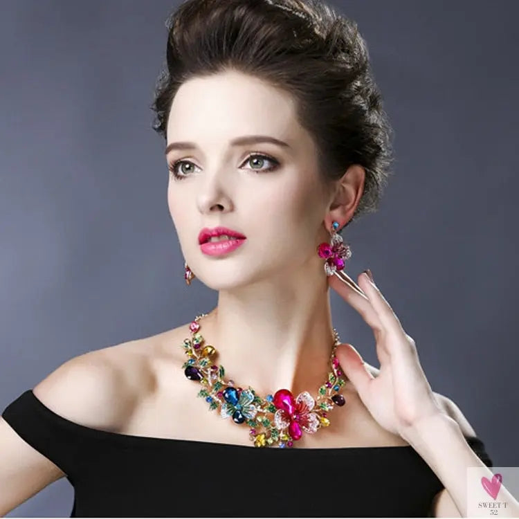 Fashion Crystal Rhinestone Jewelry Sets - Necklace and Earring Sets for Women and Girls