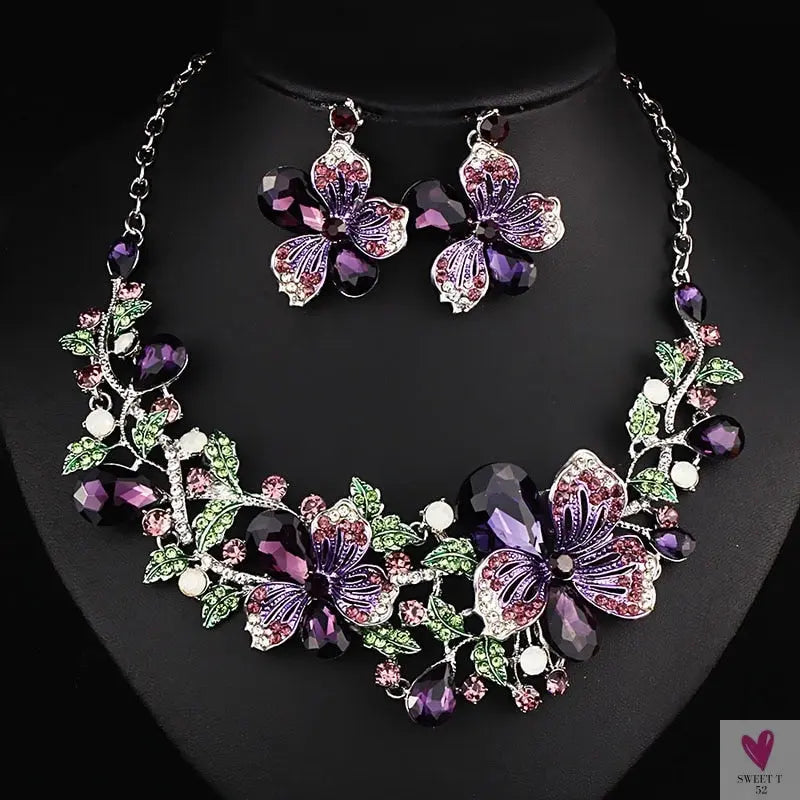 Fashion Crystal Rhinestone Jewelry Sets - Necklace and Earring Sets for Women and Girls