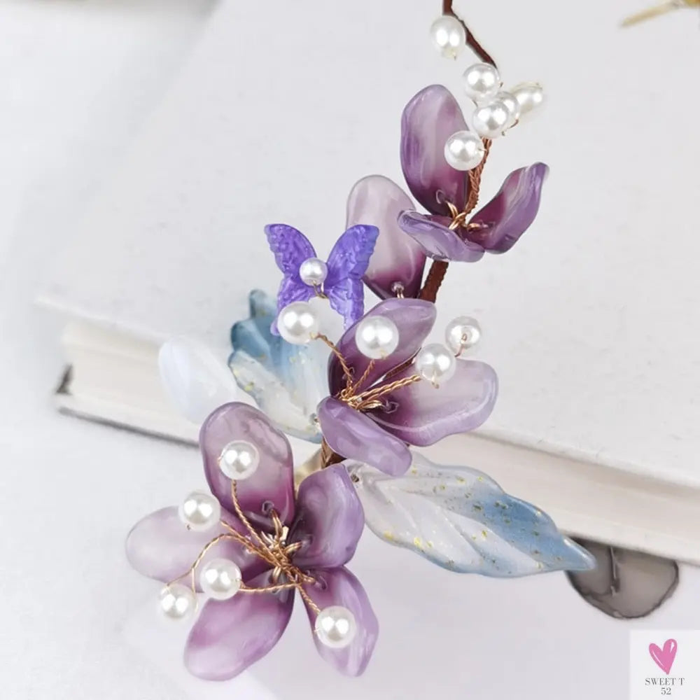 Flower Hair Clips For Women and Girls - Chinese Hanfu Hair Accessories - Rhinestone, Pearl Hairpins