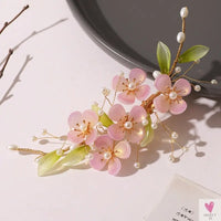 Flower Hair Clips For Women and Girls - Chinese Hanfu Hair Accessories - Rhinestone, Pearl Hairpins