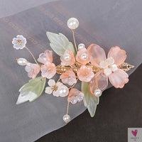 Flower Hair Clips For Women and Girls - Chinese Hanfu Hair Accessories - Rhinestone, Pearl Hairpins