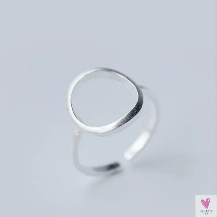 Geometric Circle - Open Adjustable Rings For Women & Girls - Micro Pave, Feather, Leaves, Wave, Cat, Femme Finger Rings