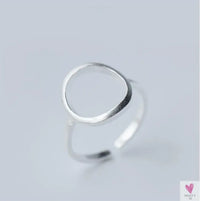 Geometric Circle - Open Adjustable Rings For Women & Girls - Micro Pave, Feather, Leaves, Wave, Cat, Femme Finger Rings