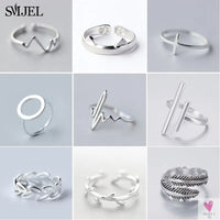 Geometric Circle - Open Adjustable Rings For Women & Girls - Micro Pave, Feather, Leaves, Wave, Cat, Femme Finger Rings