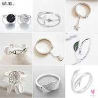 Geometric Circle - Open Adjustable Rings For Women & Girls - Micro Pave, Feather, Leaves, Wave, Cat, Femme Finger Rings