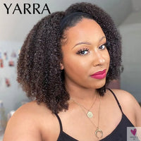 Glueless Kinky Curly Silk Headband Wigs for Women and Girls - Brazilian Remy Human Hair, 10 to 24 Inches, 150%/180% - 200% Density