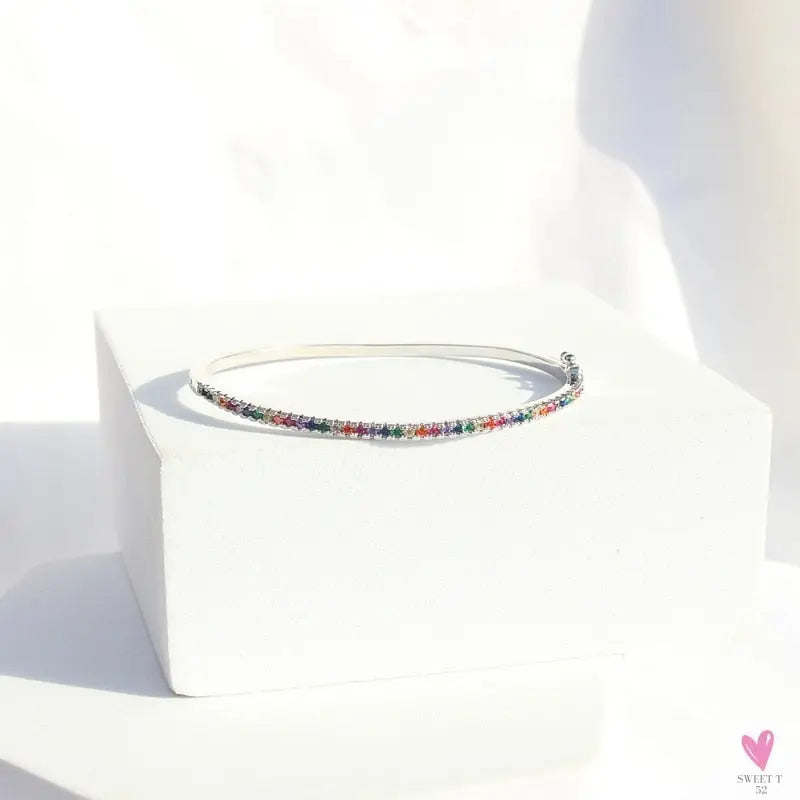 Gold Filled Baguette Cubic Zirconia Bracelet for Women and Girls - Rainbow Luxury jewelry - Tennis Style