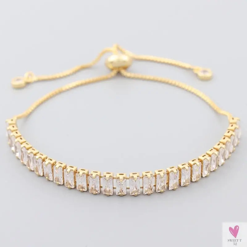 Gold Filled Baguette Cubic Zirconia Bracelet for Women and Girls - Rainbow Luxury jewelry - Tennis Style