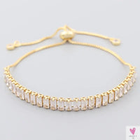 Gold Filled Baguette Cubic Zirconia Bracelet for Women and Girls - Rainbow Luxury jewelry - Tennis Style
