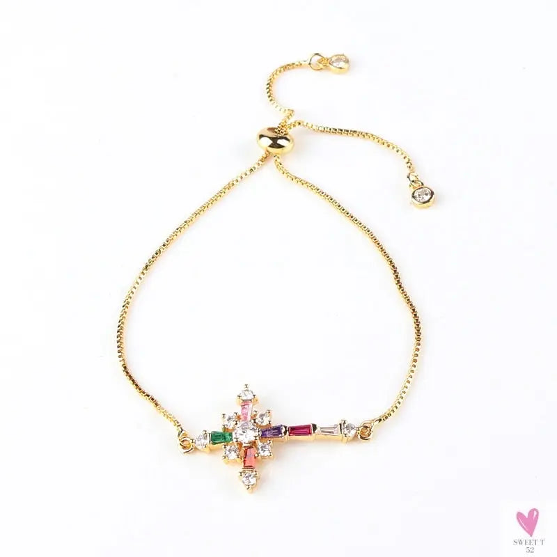 Gold Filled Baguette Cubic Zirconia Bracelet for Women and Girls - Rainbow Luxury jewelry - Tennis Style