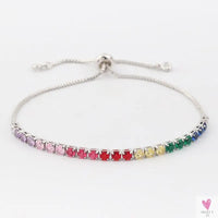 Gold Filled Baguette Cubic Zirconia Bracelet for Women and Girls - Rainbow Luxury jewelry - Tennis Style