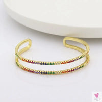 Gold Filled Baguette Cubic Zirconia Bracelet for Women and Girls - Rainbow Luxury jewelry - Tennis Style
