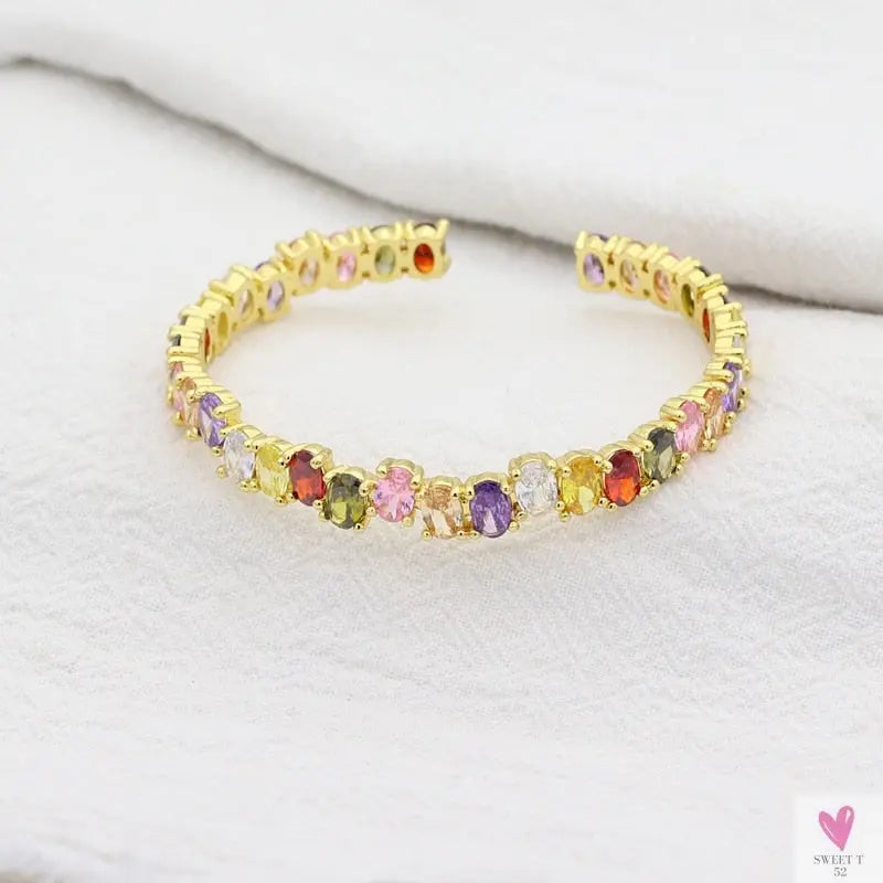 Gold Filled Baguette Cubic Zirconia Bracelet for Women and Girls - Rainbow Luxury jewelry - Tennis Style