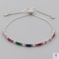 Gold Filled Baguette Cubic Zirconia Bracelet for Women and Girls - Rainbow Luxury jewelry - Tennis Style