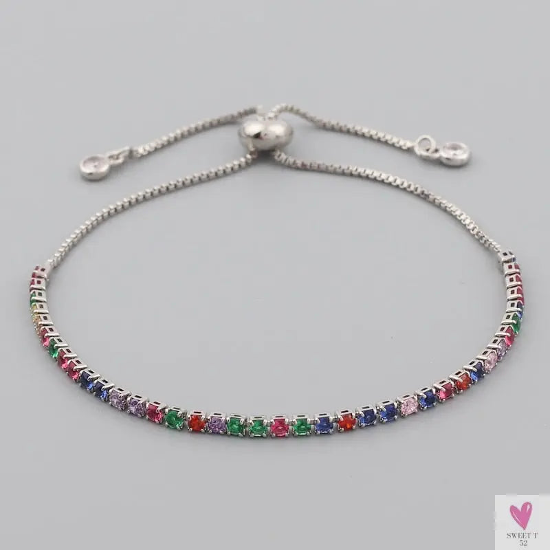 Gold Filled Baguette Cubic Zirconia Bracelet for Women and Girls - Rainbow Luxury jewelry - Tennis Style