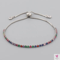 Gold Filled Baguette Cubic Zirconia Bracelet for Women and Girls - Rainbow Luxury jewelry - Tennis Style