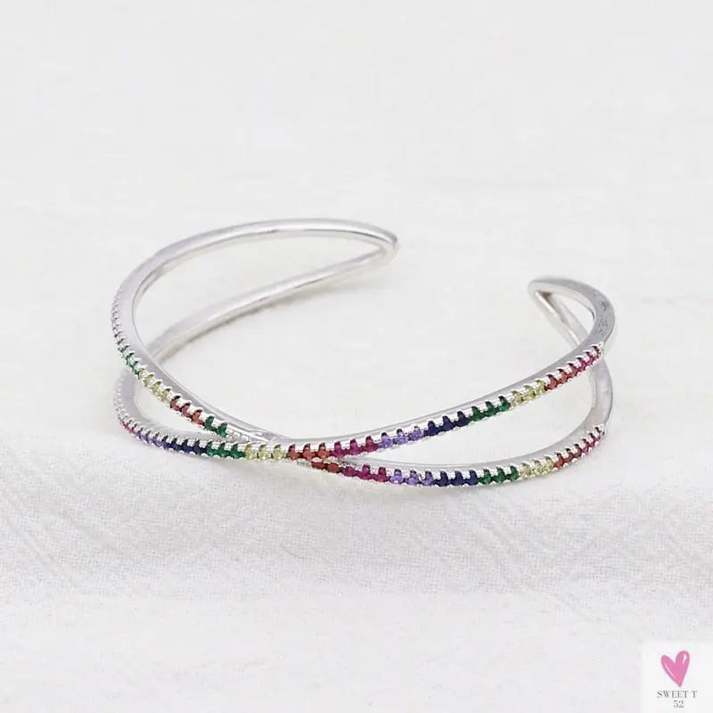 Gold Filled Baguette Cubic Zirconia Bracelet for Women and Girls - Rainbow Luxury jewelry - Tennis Style