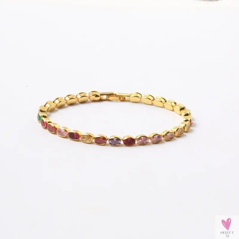 Gold Filled Baguette Cubic Zirconia Bracelet for Women and Girls - Rainbow Luxury jewelry - Tennis Style
