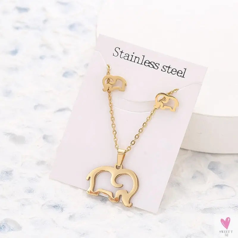 Gold Pendant Necklace and Earring Set for Women & Girls in Multiple Designs and Patterns