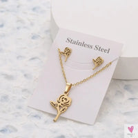 Gold Pendant Necklace and Earring Set for Women & Girls in Multiple Designs and Patterns