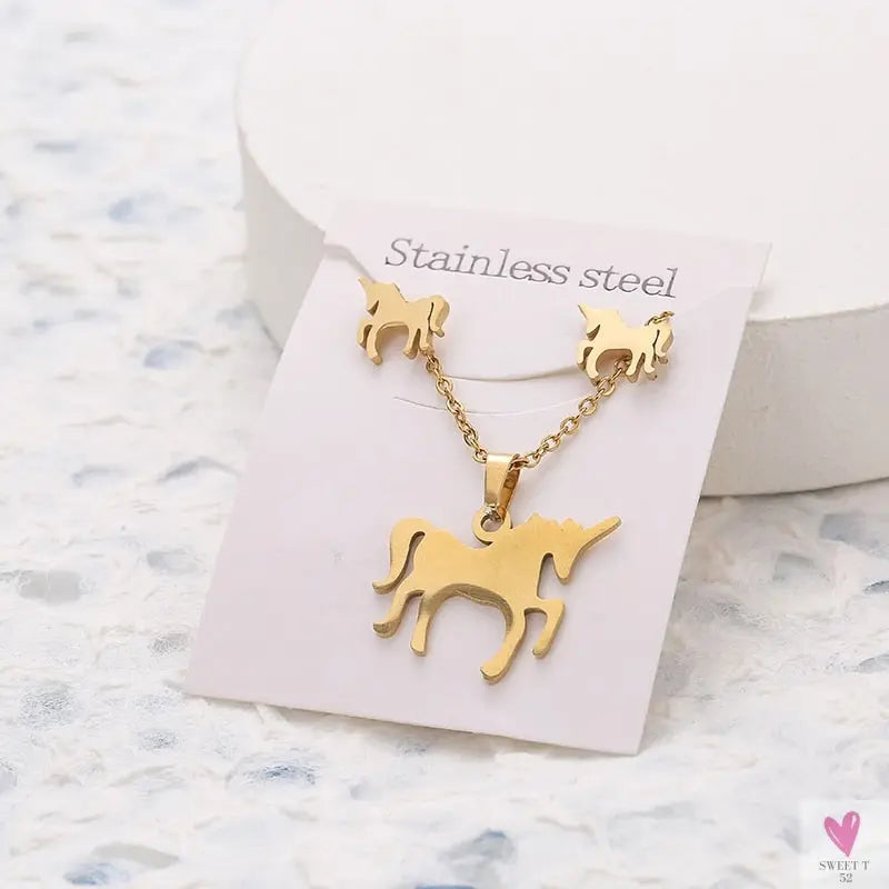 Gold Pendant Necklace and Earring Set for Women & Girls in Multiple Designs and Patterns