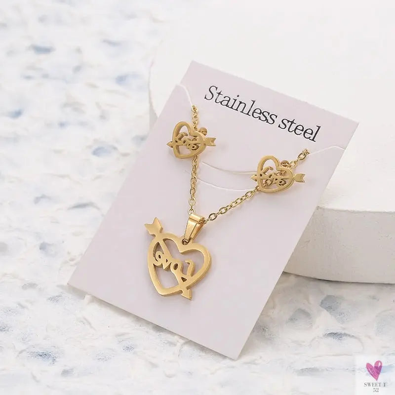 Gold Pendant Necklace and Earring Set for Women & Girls in Multiple Designs and Patterns