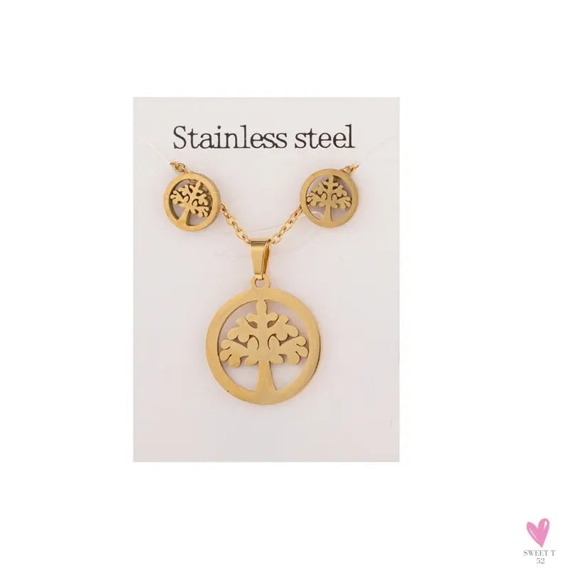 Gold Pendant Necklace and Earring Set for Women & Girls in Multiple Designs and Patterns