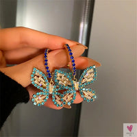 Golden Butterfly Zircon/Rhinestone/Crystal Dangle Earrings for Women and Girls in Gold or Blue/Green/Gold - Fashion Jewelry