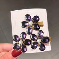 2 Piece/Set Luxury Crystal Flower Hairpins for Natural or Straight Hair for Women and Girls