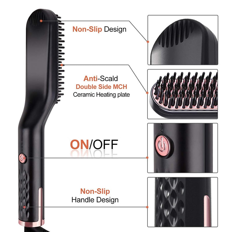Multifunctional Hair Brush for Men and Women - Beard, Short or Long Hair, Hot Air Comb