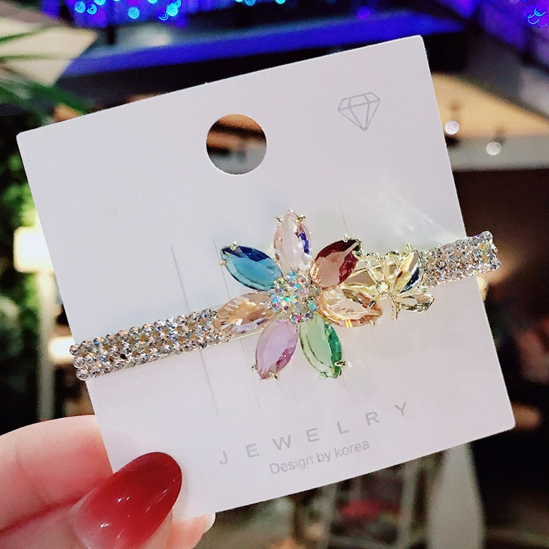 Crystal Butterfly/Flower Hair Clip, Large Duckbill Hair Clip for Women and Girls