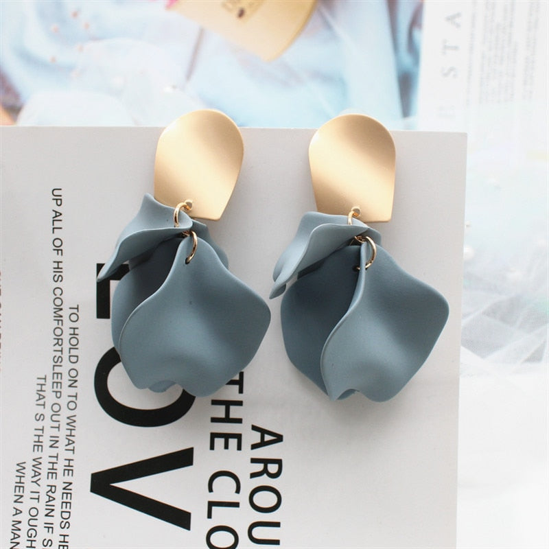 Acrylic Painted Petal Earrings - Long/Short Drop Earrings for Women and Girls