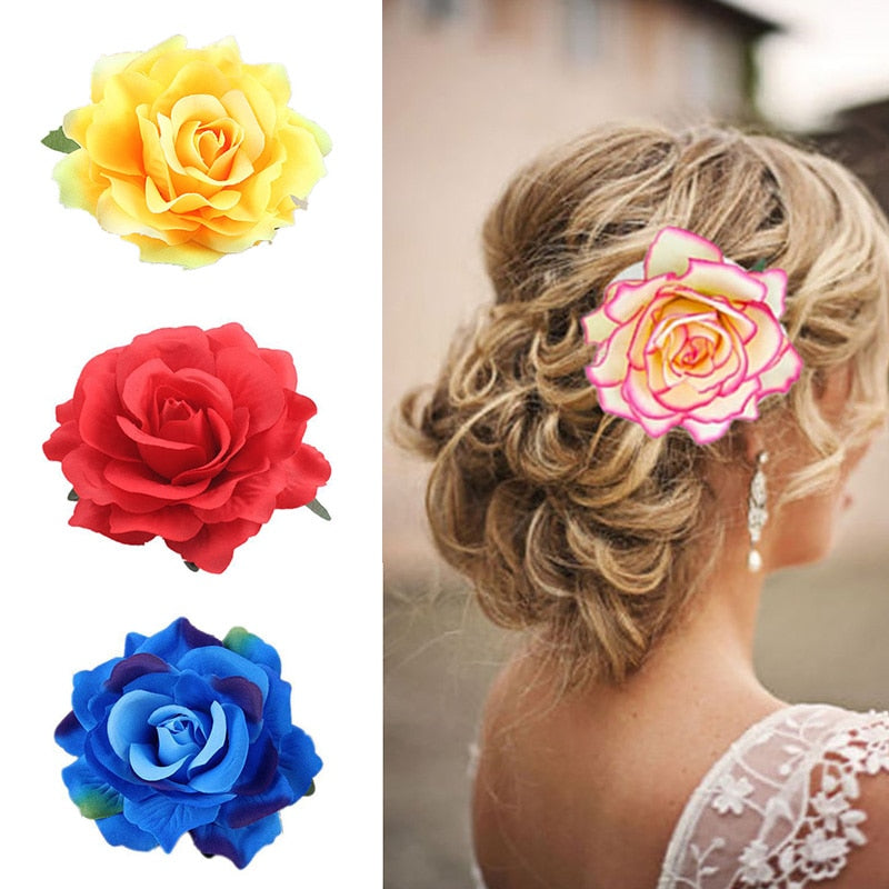 Large Rose Flower Hairpins/Hair Clips for Women and Girls in 22 Colors