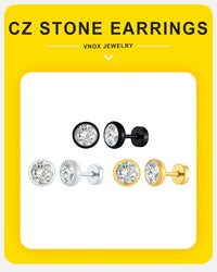 Stud Earrings in Stainless Steel for Men and Women - Hip Hop Earrings