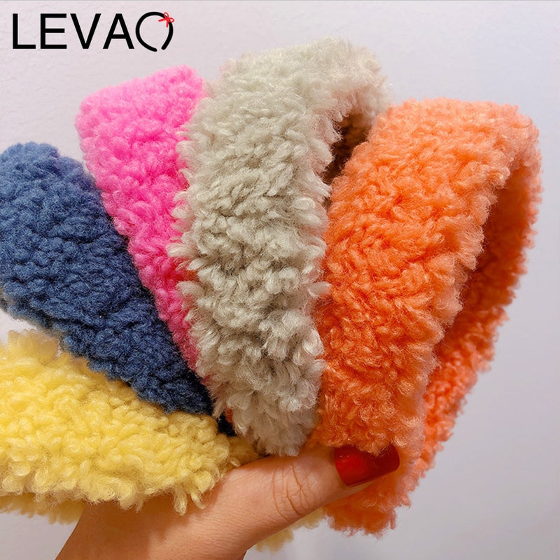 Plush Thick Wide Faux Fur Headband for Women and Girls in Solid Colors