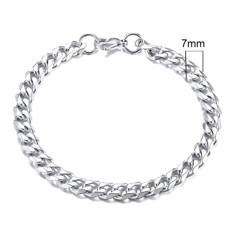 5 - 11 mm Chunky Miami Club Chain Bracelet for Men, Stainless Steel Cuban Link Chain Wristband, Classic Punk Heavy Metal Jewelry
