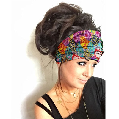 Wide Elastic Bohemian Head Bands for Women and Girls for Sports, Yoga - Unique Designs