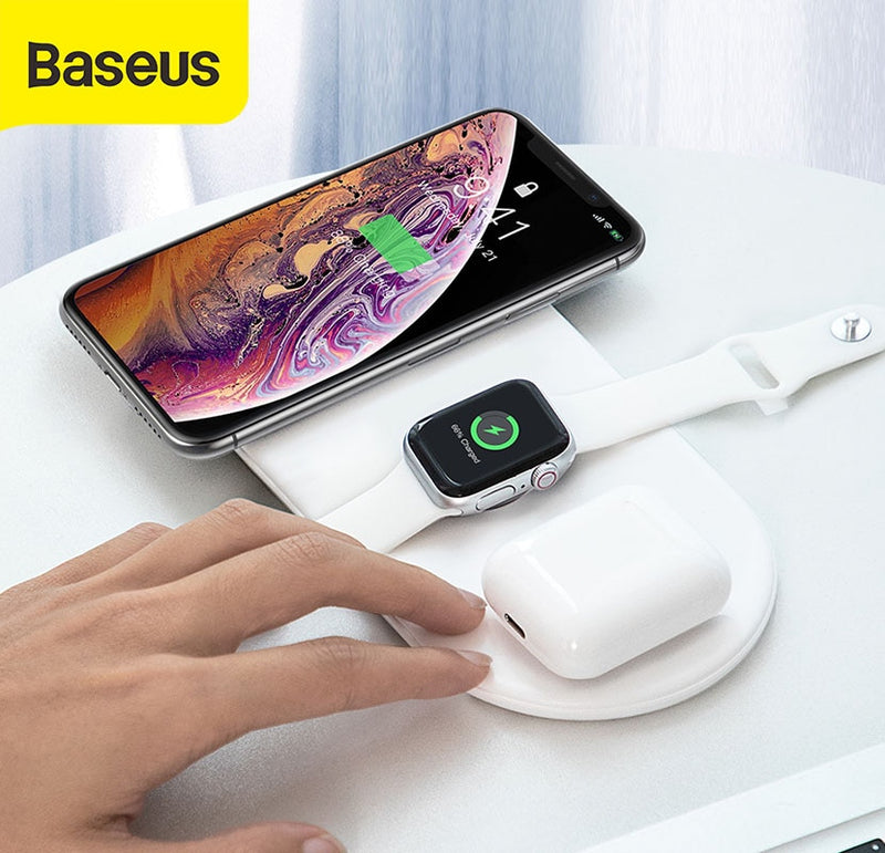 3 in 1 Qi Wireless Charger For Phone/Watch/Pods - 18W 3.0 Power Fast Charging for Apple fans, Headphones with Light